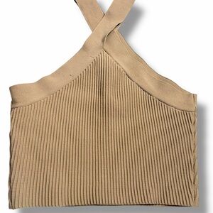 Tan Ribbed Halter Top a35